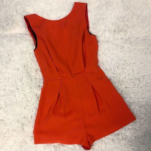 TOPSHOP Hot Orange Lace Back Romper Playsuit - Picture 8 of 10